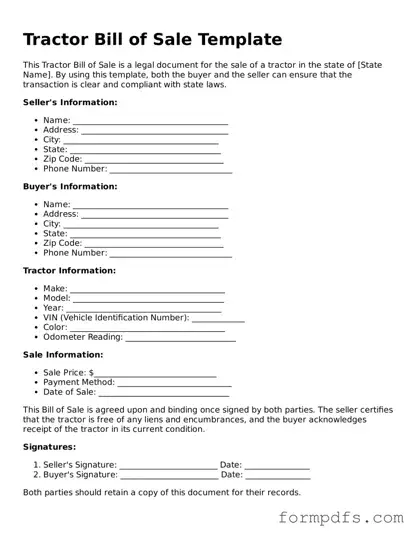 Valid Tractor Bill of Sale Template