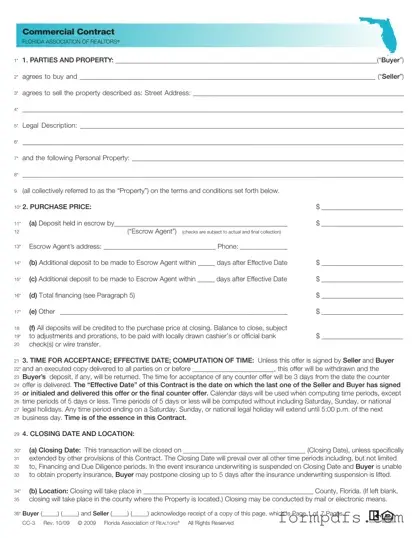 Blank Florida Commercial Contract PDF Form