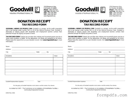 Blank Goodwill donation receipt PDF Form