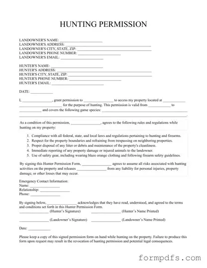 Blank Hunter Permission PDF Form