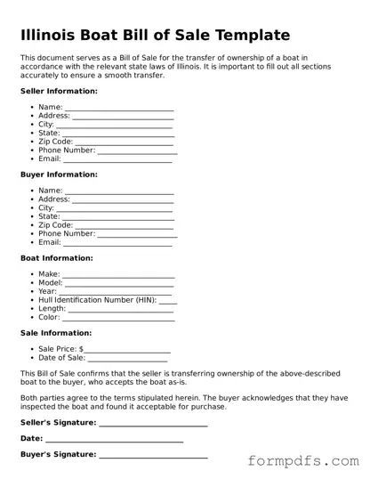 Printable Boat Bill of Sale Form for the State of Illinois