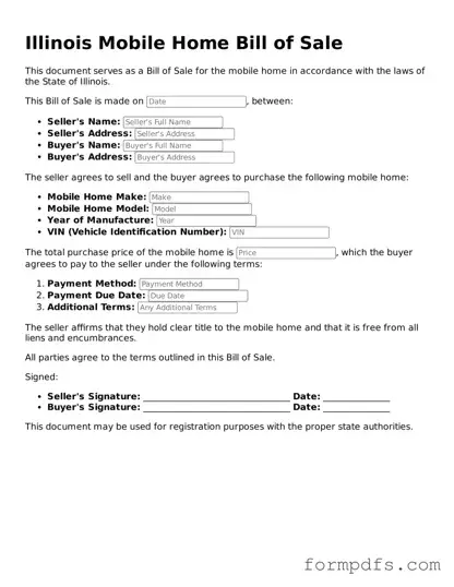 Printable Mobile Home Bill of Sale Form for the State of Illinois