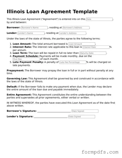 Printable Loan Agreement Form for the State of Illinois
