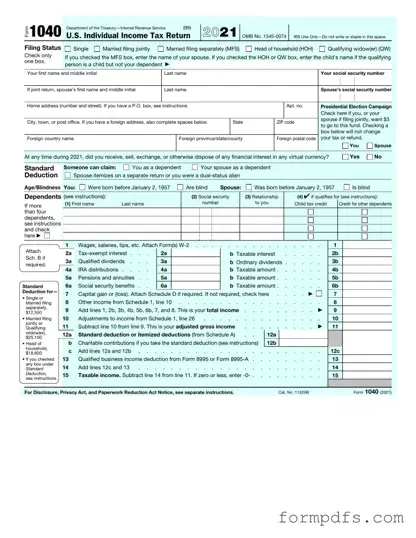 Blank IRS 1040 PDF Form