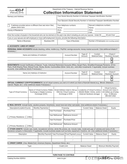 Blank IRS 433-F PDF Form
