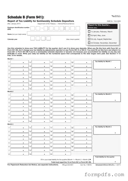 Blank IRS Schedule B 941 PDF Form