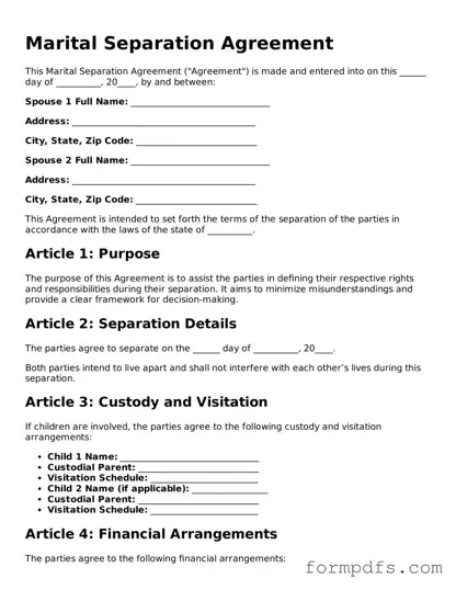 Valid Marital Separation Agreement Template