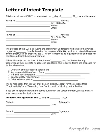 Valid Letter of Intent Template