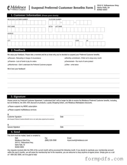 Blank Melaleuca Cancellation PDF Form