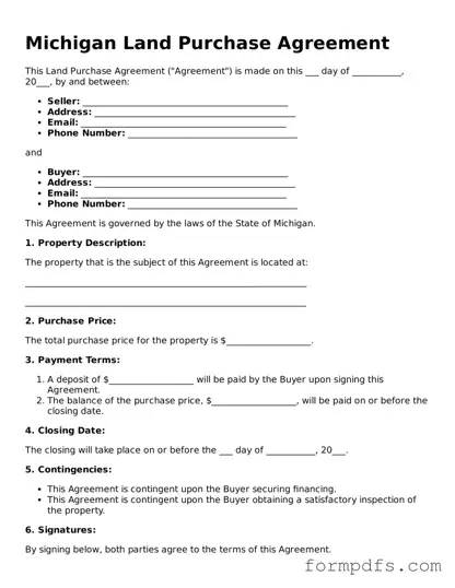 Printable Land Purchase Agreement Form for the State of Michigan