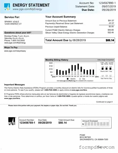 Blank Utility Bill PDF Form