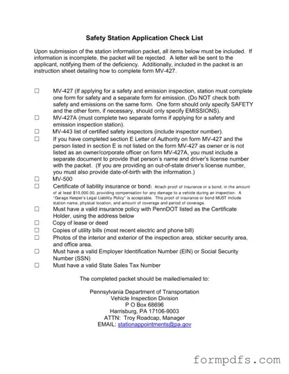 Blank Mv 427 Penndot PDF Form