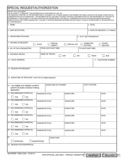 Blank Navpers 1336 3 PDF Form