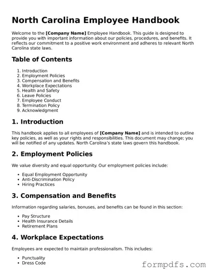 Printable Employee Handbook Form for the State of North Carolina