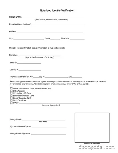 Blank Notarized Identity Verification PDF Form