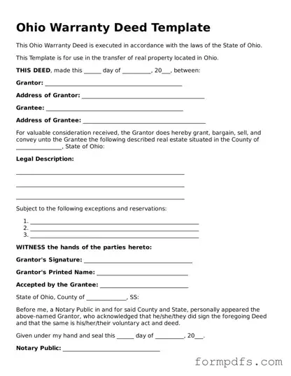 Printable Deed Form for the State of Ohio