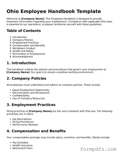 Printable Employee Handbook Form for the State of Ohio