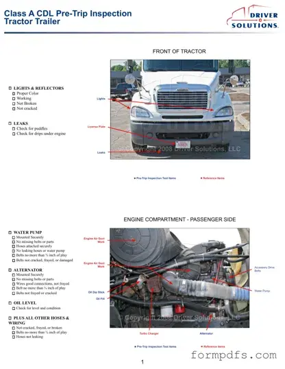 Blank Pre Trip Inspection Checklist PDF Form
