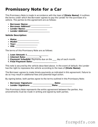 Valid Promissory Note for a Car Template
