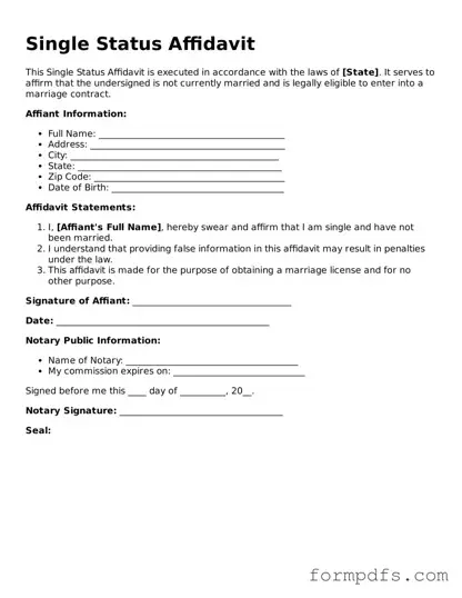 Valid Single Status Affidavit Template