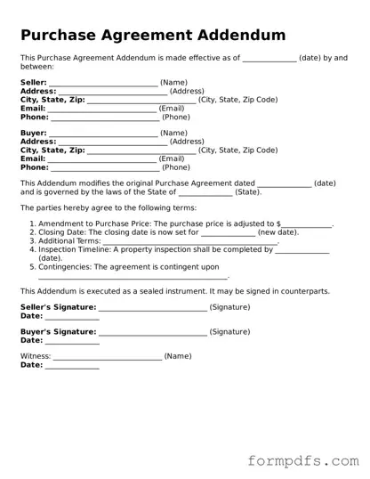Valid Purchase Agreement Addendum Template