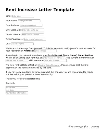 Valid Rent Increase Letter Template