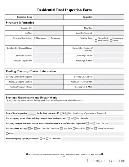Blank Roof Inspection PDF Form