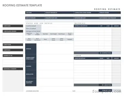 Blank Roofing Estimate PDF Form