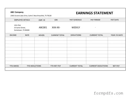 Blank Independent Contractor Pay Stub PDF Form