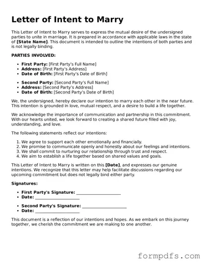 Valid Letter of Intent to Marry Template