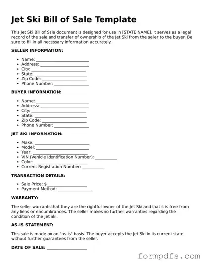 Valid Jet Ski Bill of Sale Template