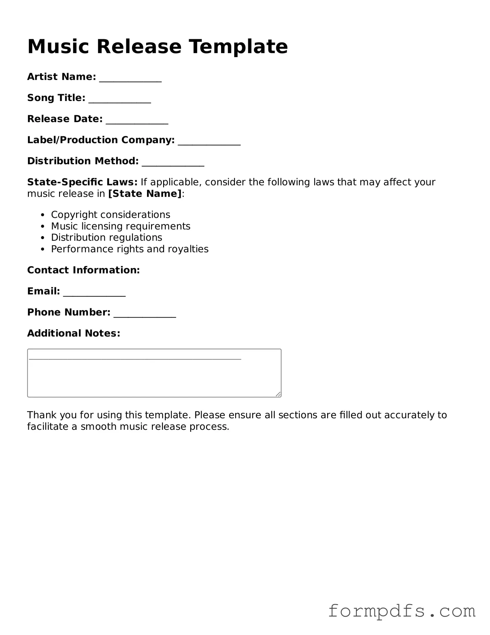 Valid Music Release Template