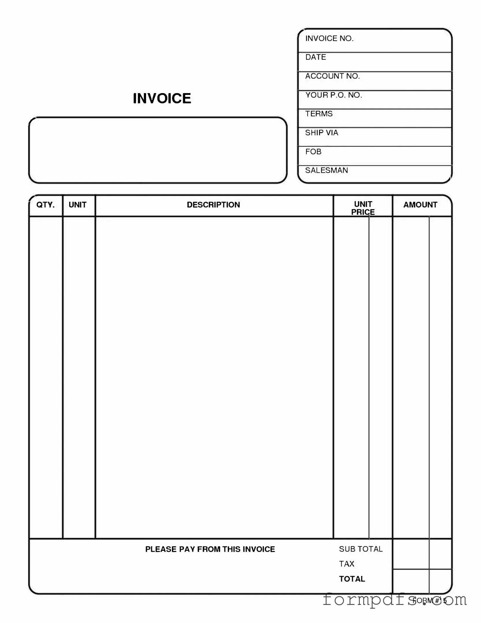 Blank Free And Invoice Pdf PDF Form