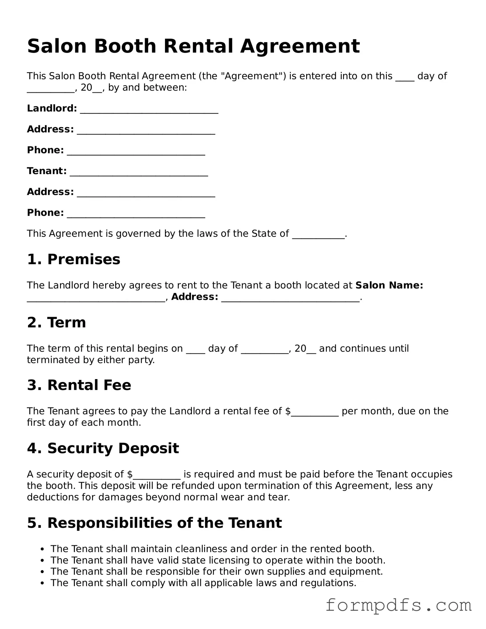 Valid Salon Booth Rental Agreement Template