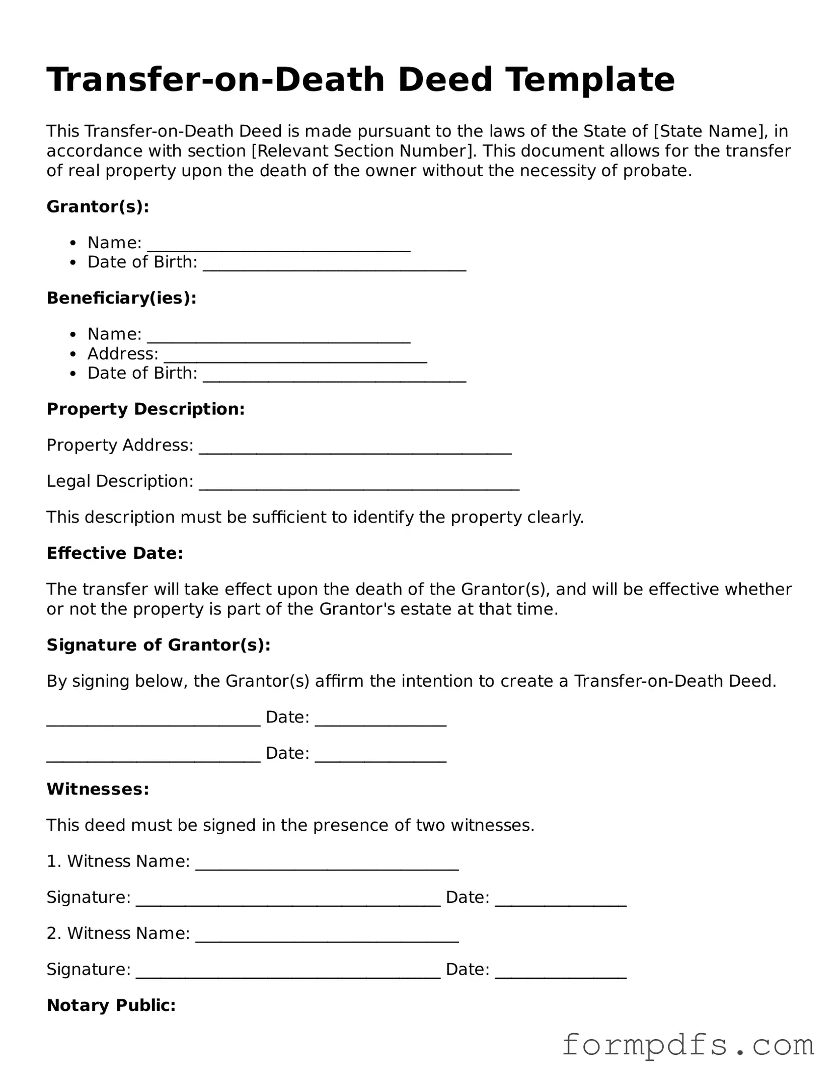 Valid Transfer-on-Death Deed Template