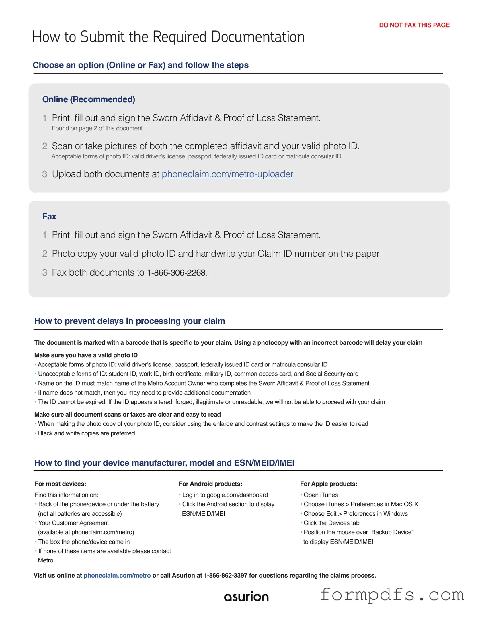 Blank Asurion F-017-08 MEN PDF Form