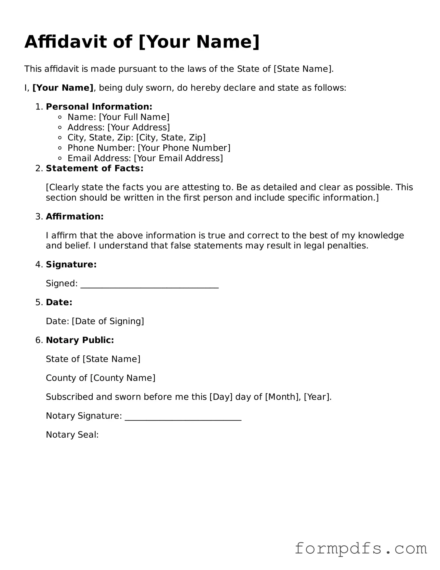 Valid Affidavit Template
